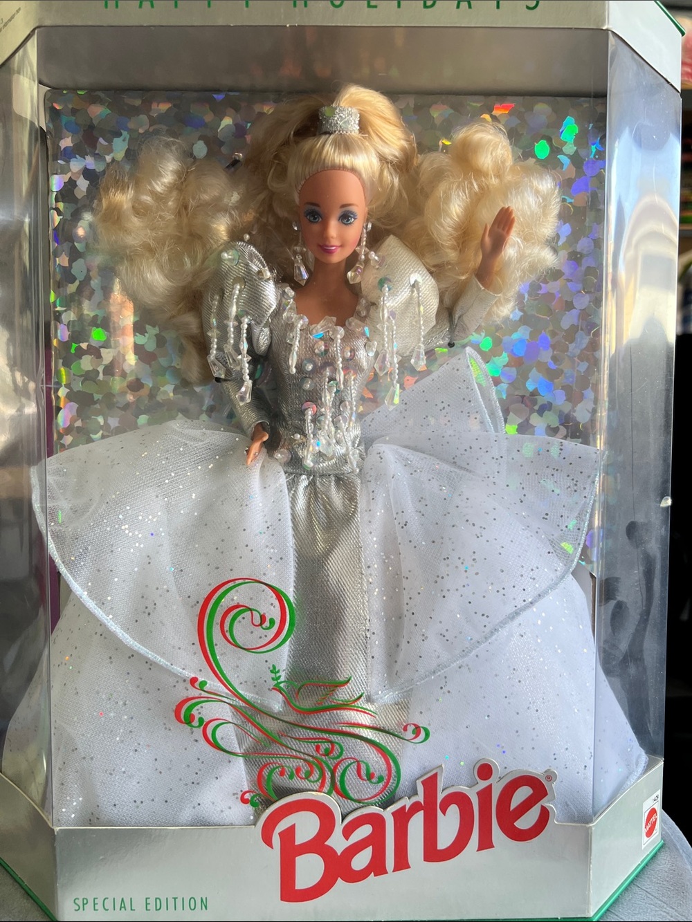 Barbie White and Silver Holiday Ball Gown